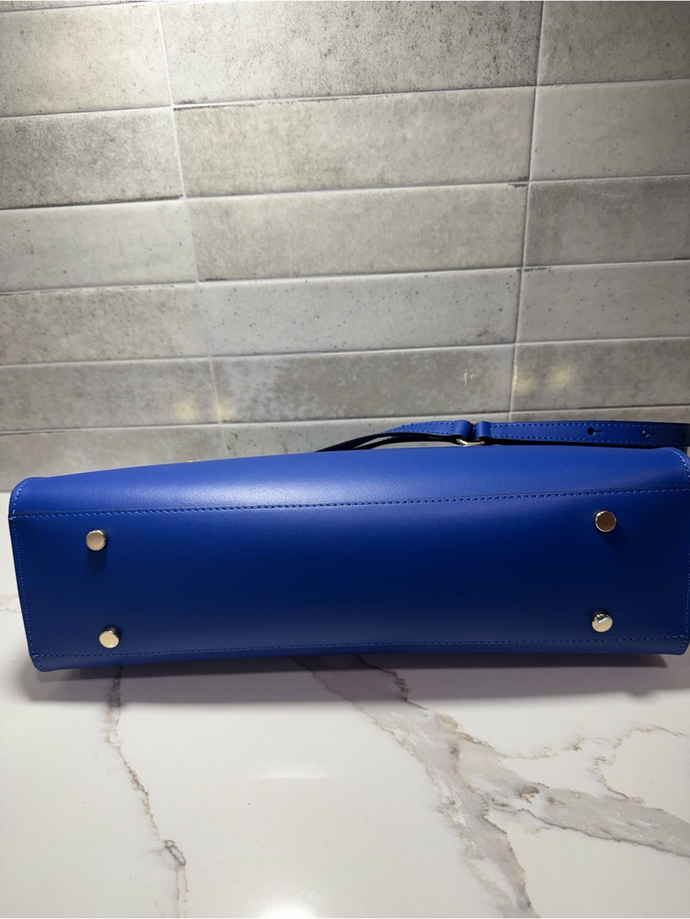 CLAUDIA FIRENZE Cobalt Blue smooth leather, top-handles w/removable strap - Picture 8 of 16
